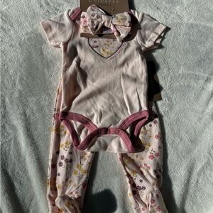 Chickpea Baby Outfit with Bow - Pink Floral